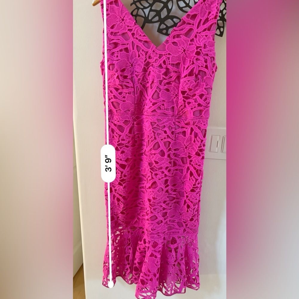 Alexia Admor Crotchet Lace Sheath Midi Dress in Hot Pink 10 NWOT - Picture 4 of 11